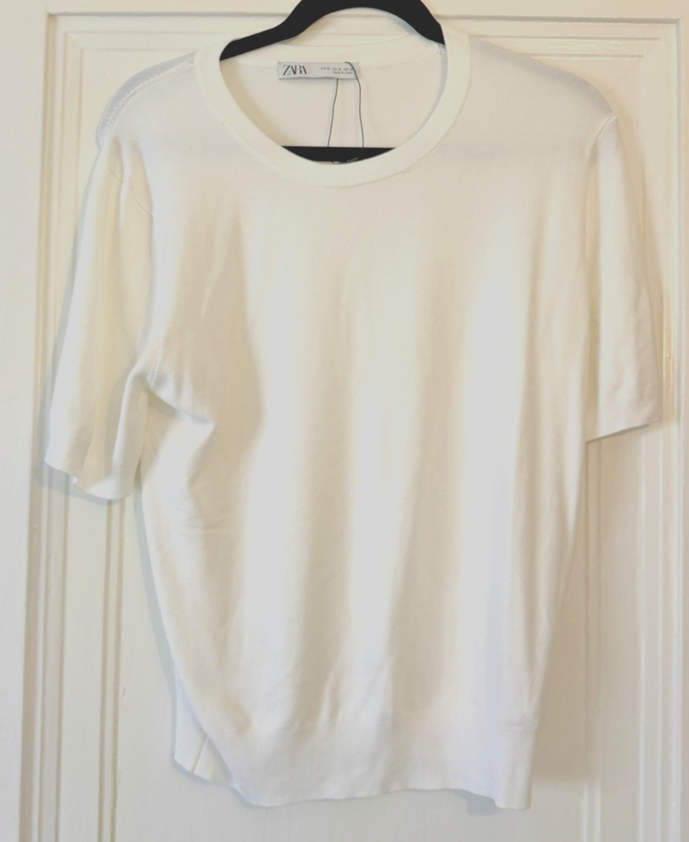 Zara NWOT Plain Short Sleeve Basic Top, White size XL